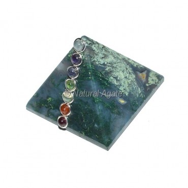 Moss Agate Seven Chakra Pyramids