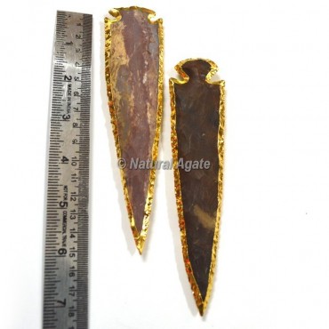 Agate 6 inch Gold Plated Arrowhead