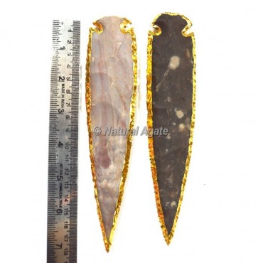 Agate 7 Inch Gold Plated Arrowhead