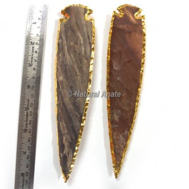 Agate 8 Inch Gold Electroplated Arrowhead