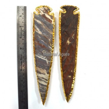 Agate 9 Inch Gold Plated Arrowhead