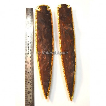 Agate 10 Inch Gold Plated Arrowhead