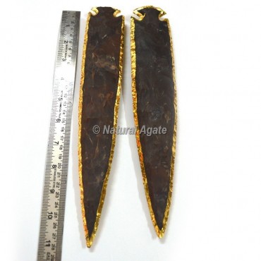 Agate 11 Inch Gold Plated Arrowhead