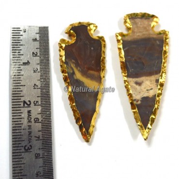 Agate 3 Inch Gold Electroplated Arrowhead