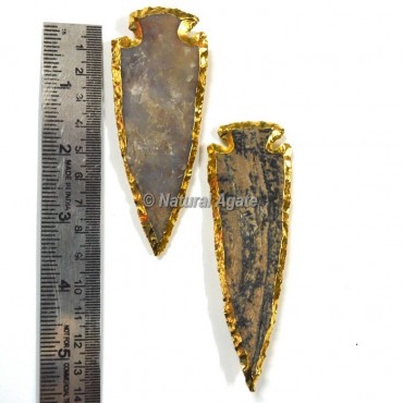 Agate 4 Inch Gold Plated Arrowhead