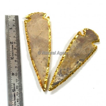 Agate 5 Inch Gold Plated Arrowhead