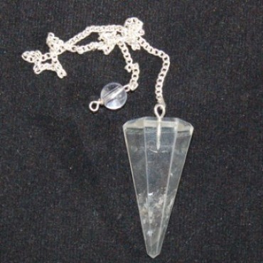 Crystal Quartz 6 faceted Pendulums with golden cha