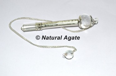 Crystal Quartz 3pcs Pendulums with Brass Stick