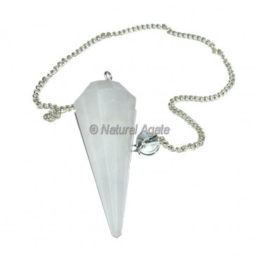 Selenite 12 Faceted Pendulum