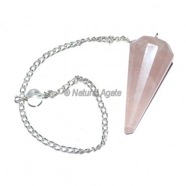 Rose Quartz 12 Faceted Pendulum