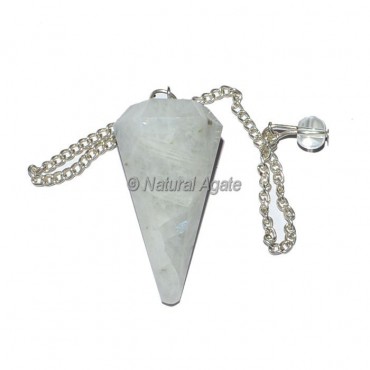 Rainbow Moonstone 6 Faceted Pendulum