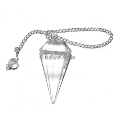 Crystal Quartz 12 Faceted Pendulum