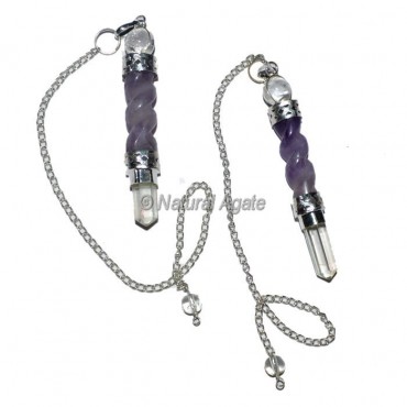 Amethyst Twisted Spiral Pendulum