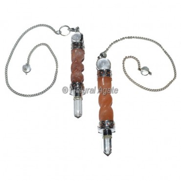 Peach Aventurine Twisted Spiral Pendulum