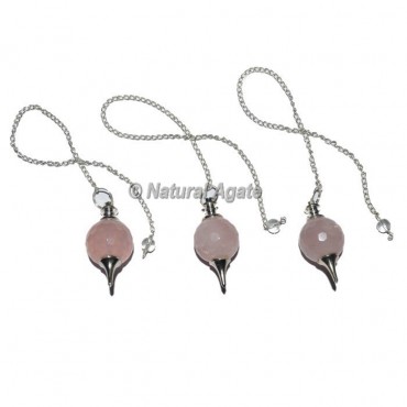 Rose Quartz Faceted Ball Pendulums