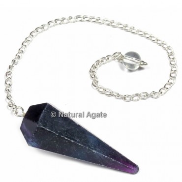 Multi Fluorite 6 Faceted With Silver Chain Pendulums