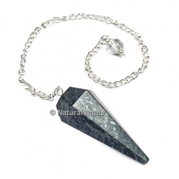 Hematite 6 Faceted With Silver Chain Pendulums