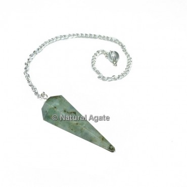 Labradorite 6 Faceted With Silver Chain Pendulums