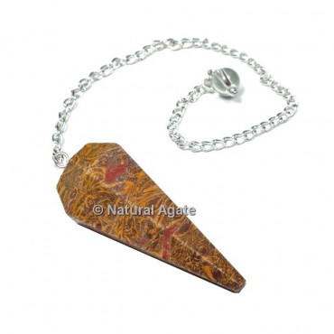 Snake Jasper 6 Faceted With Silver Chain Pendulums