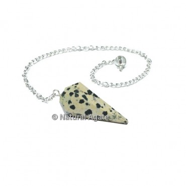 Dalmation 6 Faceted With Silver Chain Pendulums