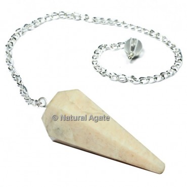 Moonstone 6 Faceted With Silver Chain Pendulums