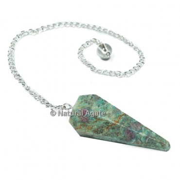 Ruby Zoisite 6 Faceted With Silver Chain Pendulums