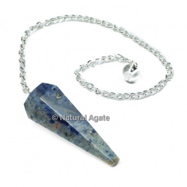 Sodalite 6 Faceted With Silver Chain Pendulums