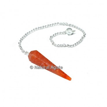 Carnelian 6 Faceted With Silver Chain Pendulums