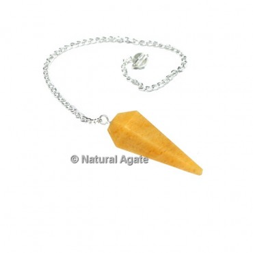 Golden Quartz 6 Faceted With Silver Chain Pendulums
