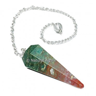 BloodStone 6 Faceted With Silver Chain Pendulums