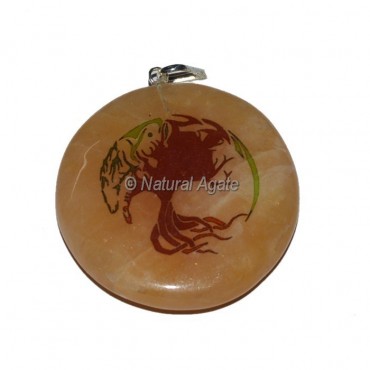 Golden Quartz Tree Of Life Printed Pendants