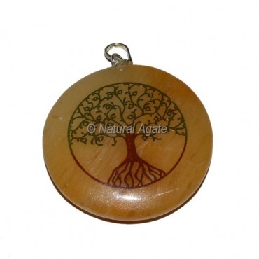 Tree Of Life Golden Quartz Printed Pendants