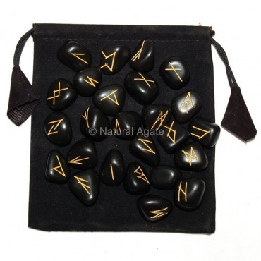 Black Agate Rune Set