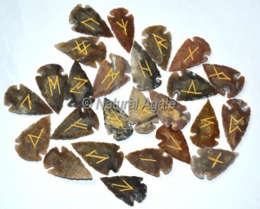 Fancy Jasper Arrowheads Rune Set