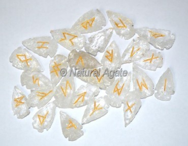 Crystal Quartz Arrowheads Rune Set