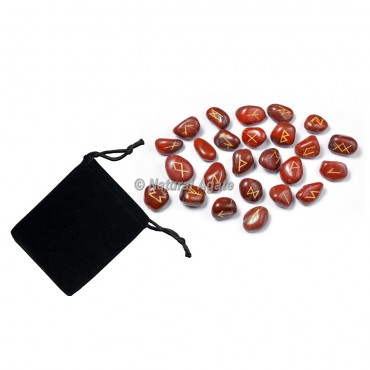 Red Jasper Rune Set with Pocket