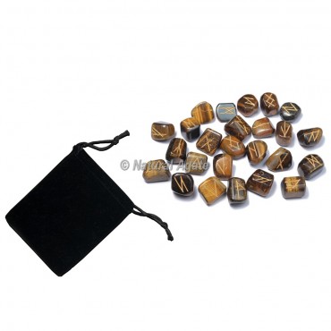 Tiger Eye Rune Set with Pocket