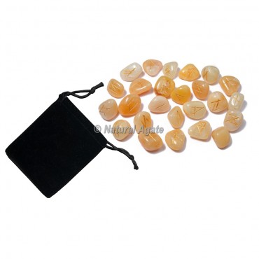 Golden Quartz Rune Set with Pocket