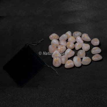 Rose Quartz Rune Set with Pocket