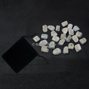 Rainbow Moonstone Rune Sets with Pocket