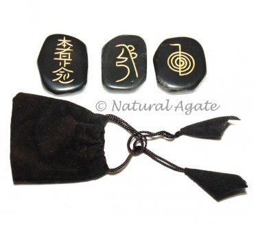 Black Agate Reiki Sets with Pouch