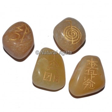 Golden Quartz Tumble Stone Usui Reiki Set