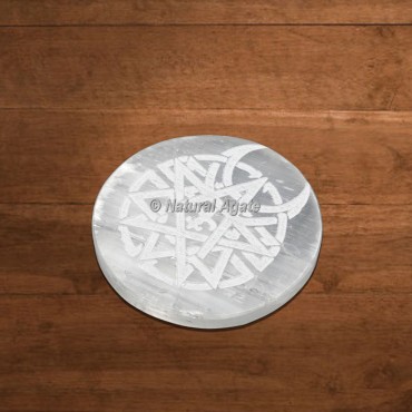 Selenite Charging Plate Engraved Vector Celtic Moon