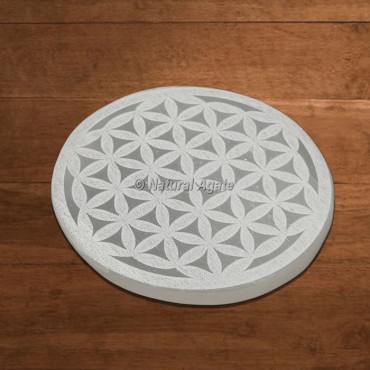 Selenite Charging Plate Engraved Flower Of Life