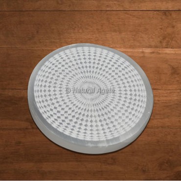 Selenite Charging Plate Engraved Celtic 3D Design