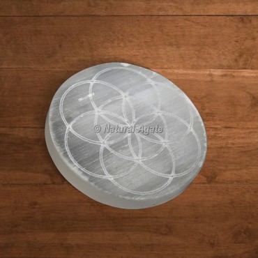 Selenite Charging Plate Engraved Seed Of Life