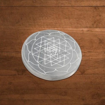 Selenite Charging Plate Engraved Shree Yantra