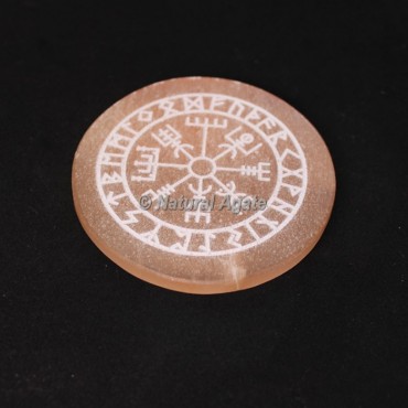 Orange Selenite Engraved Magic Runic Symbols Charging Plate Coaster