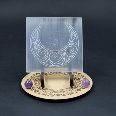 Healing Selenite Moon Shaped Charging Plate