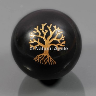 Black Agate With Tree Of Life Ball